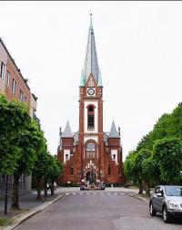 Street elevation of Sandefjord Church as seen looking north along Kirkegata